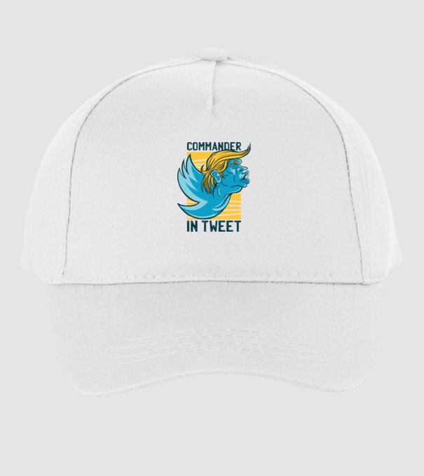 Commander in Tweet - Trump model alb pe tricou