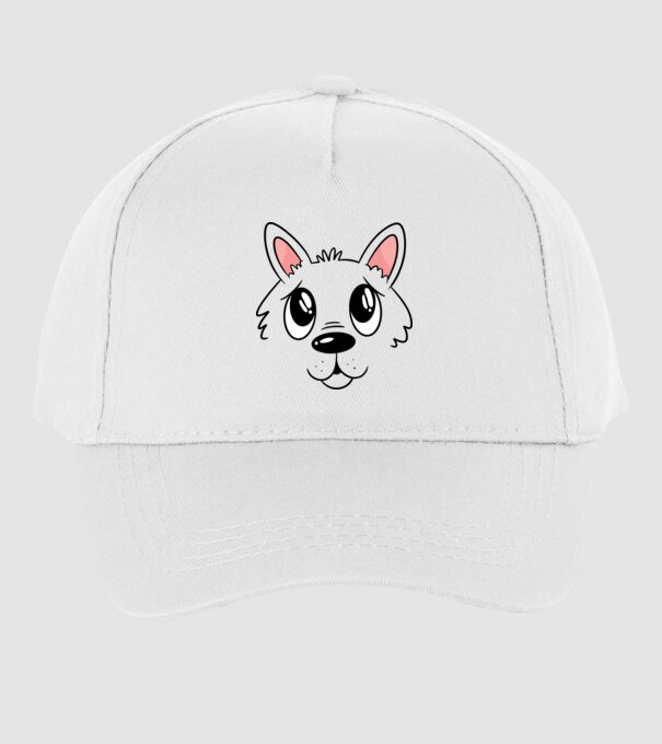 Cap cățel drăguț model alb pe tricou