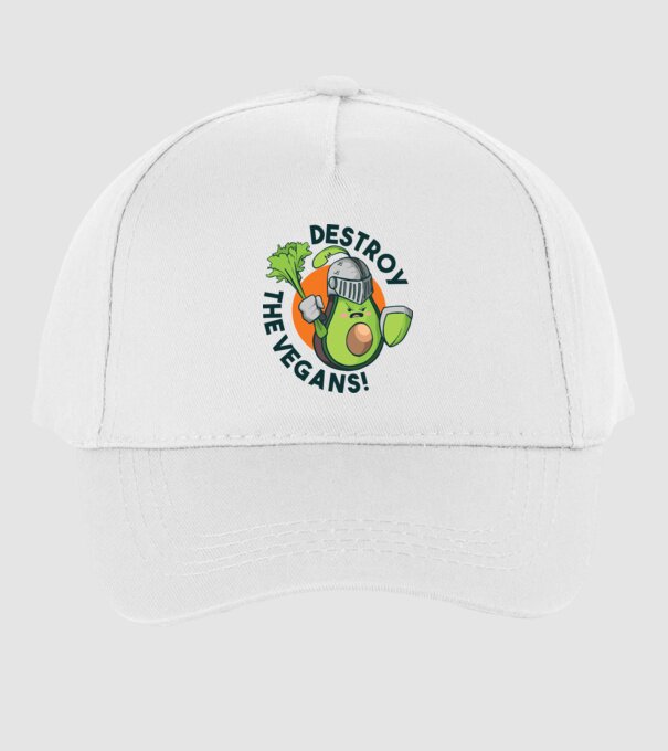 Destroy the Vegans - tricou amuzant războinic Avocado model alb pe tricou