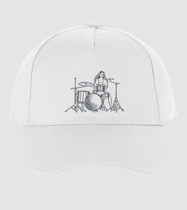 Fată Bateristă model alb pe tricou