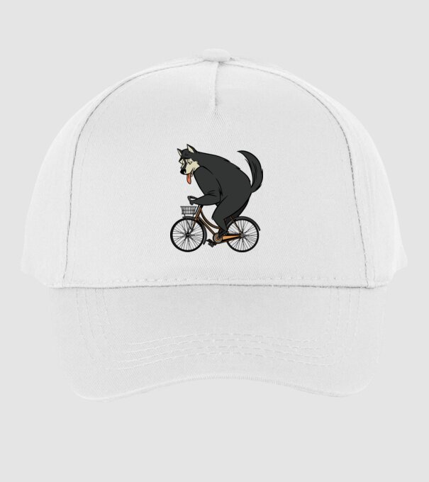 Lup pe bicicletă model alb pe tricou