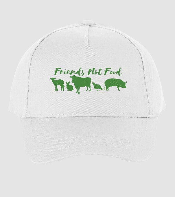 Friends Not Food Vegan model alb pe tricou