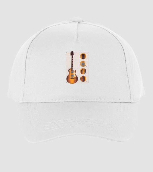 Gibson Chitară desen gold model alb pe tricou
