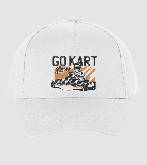 Concurent Go-kart model alb pe tricou