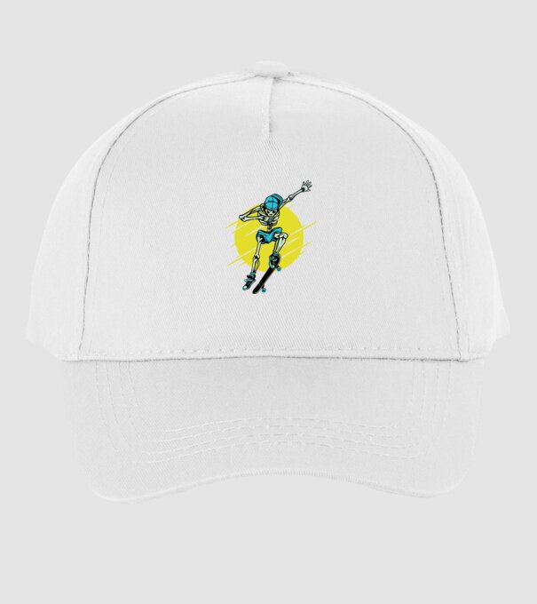 Schelet Skateboarder model alb pe tricou