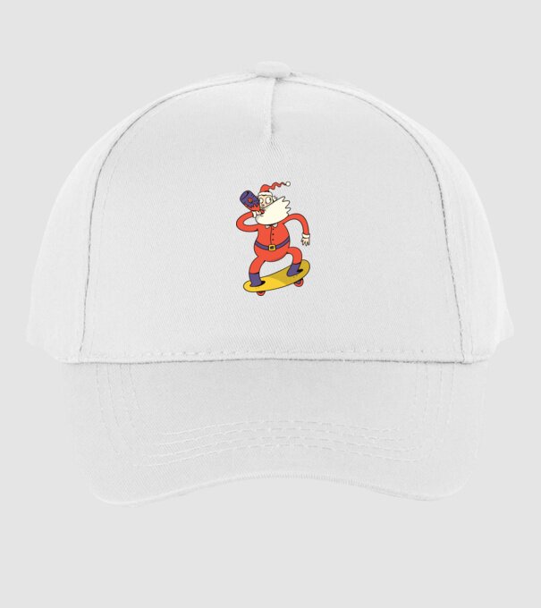 Moș Crăciun Skateboarder model alb pe tricou