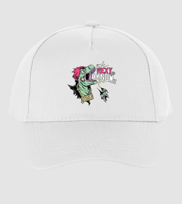 'I''m Rexy and I know it - tricou dinozaur amuzant' model alb pe tricou