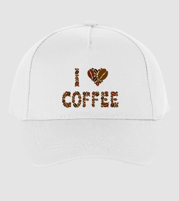 I Love Coffee model alb pe tricou