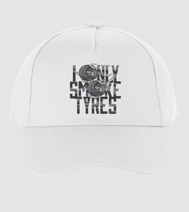 I only smoke Tyres model alb pe tricou