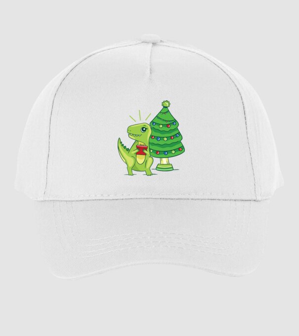 T-rex de Crăciun model alb pe tricou