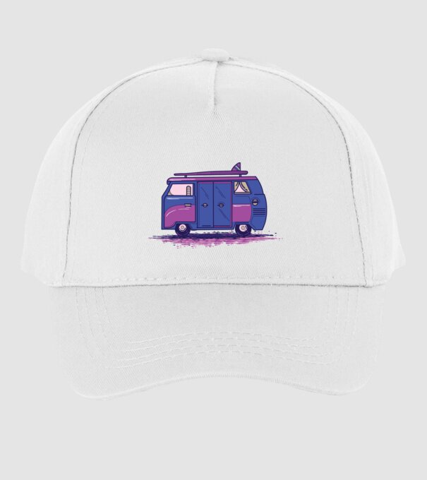 Mașină de camping model alb pe tricou