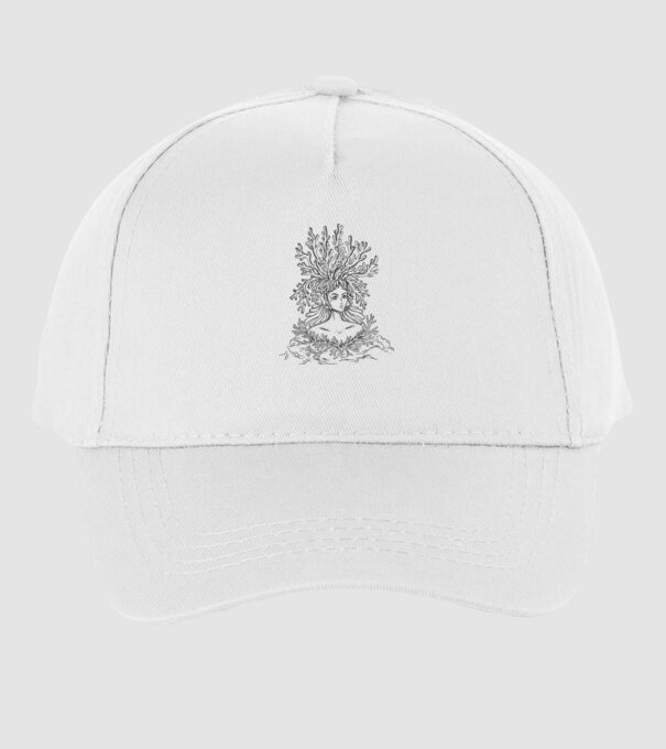 Cap de femeie Coral model alb pe tricou