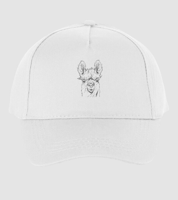 Cap de Lama model alb pe tricou