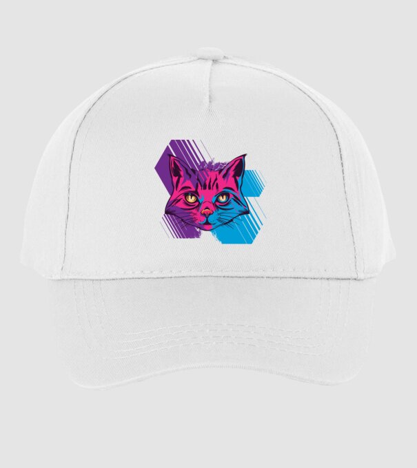 Cap pisică colorat model alb pe tricou
