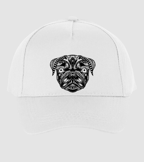 Mandala Cap Mops model alb pe tricou