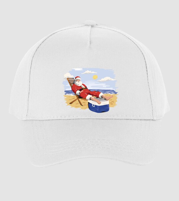 Moș Crăciun În vacanță model alb pe tricou