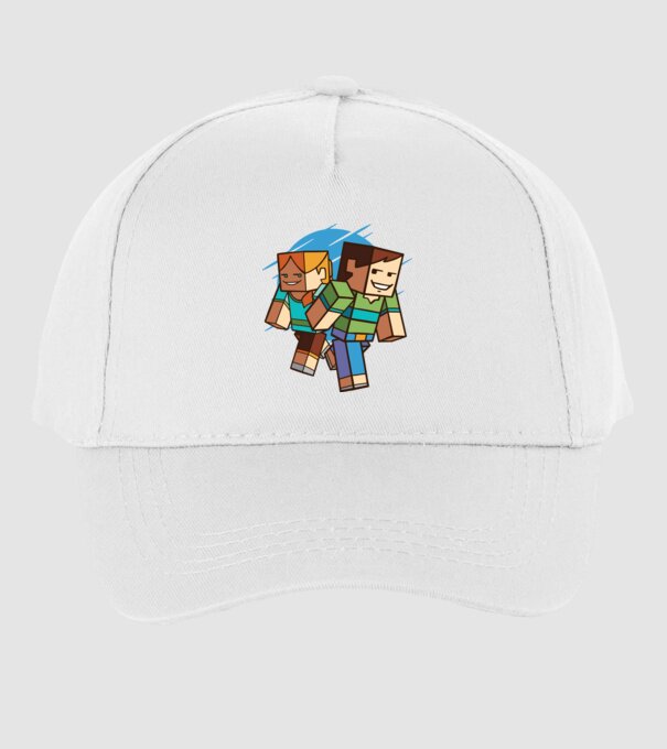 Caractere Minecraft model alb pe tricou