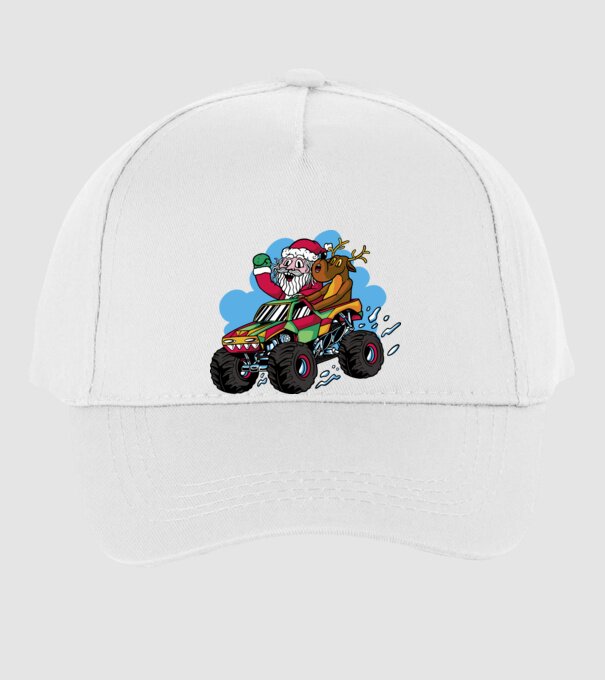 Monster Truck Moș Crăciun model alb pe tricou