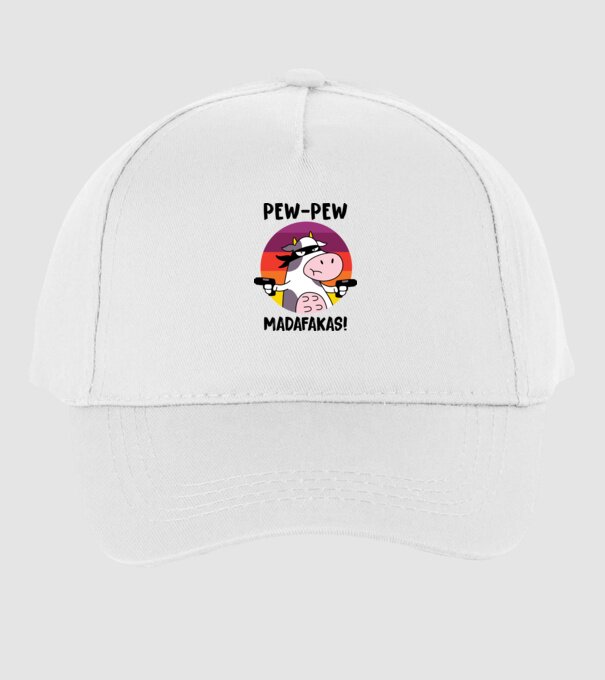 Pew Pew Pew Madafakas Vacă alb model alb pe tricou
