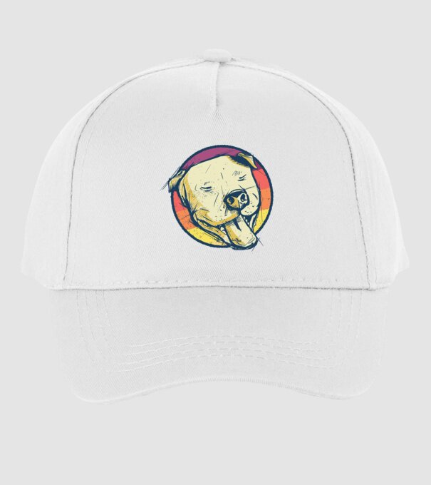 Cap Pitbull retro model alb pe tricou