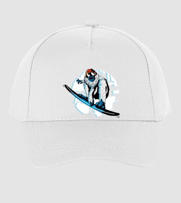 Yeti Snowboarder model alb pe tricou
