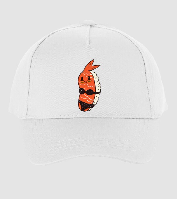 Sushi în bikini model alb pe tricou