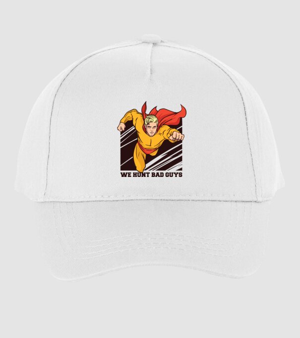 Supererou model alb pe tricou