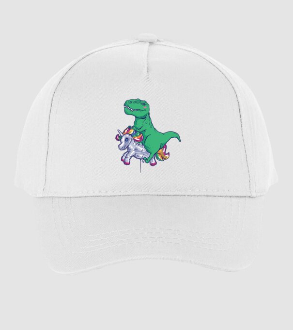 T-rex pe Unicorn balon model alb pe tricou