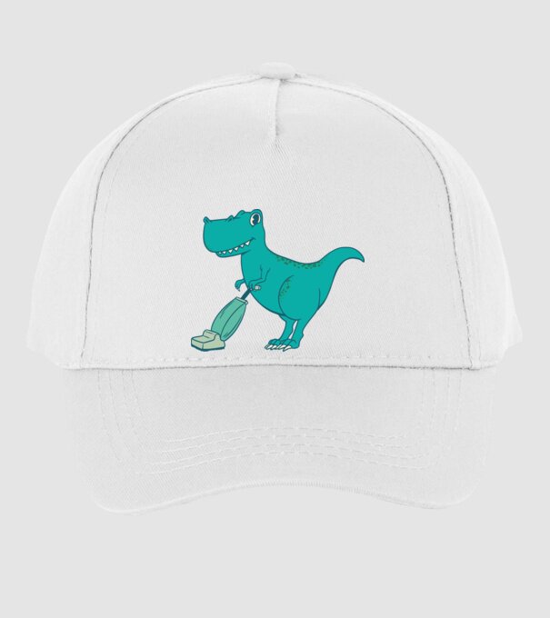 T-rex făcând curățenie model alb pe tricou