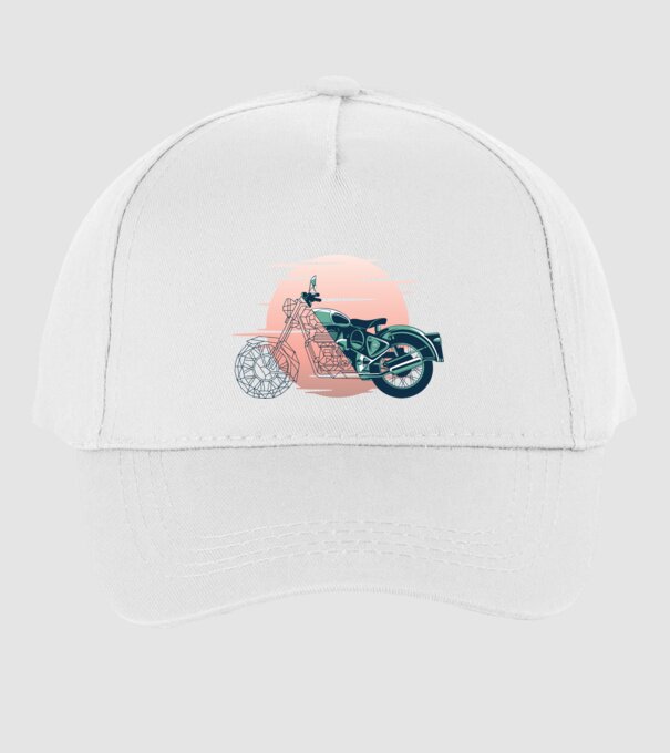 Motocicletă Vintage model alb pe tricou