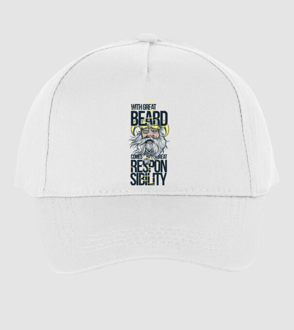 With great beard comes great responsibility model alb pe tricou