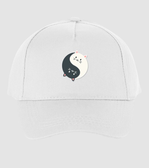 Pisicuțe Yin Yang model alb pe tricou