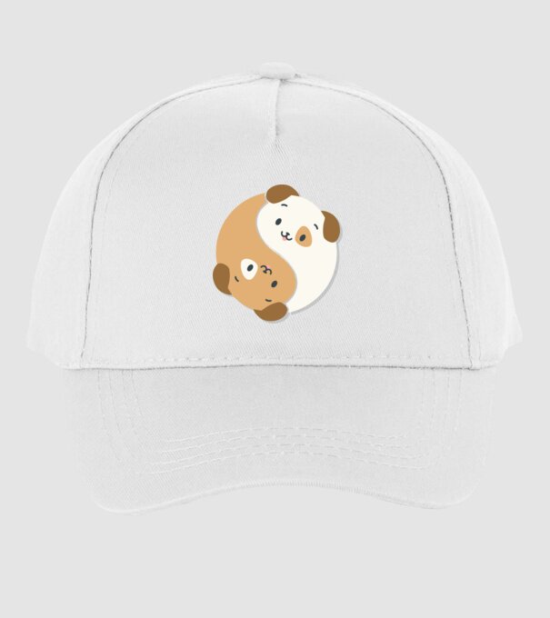 Câini Yin Yang model alb pe tricou