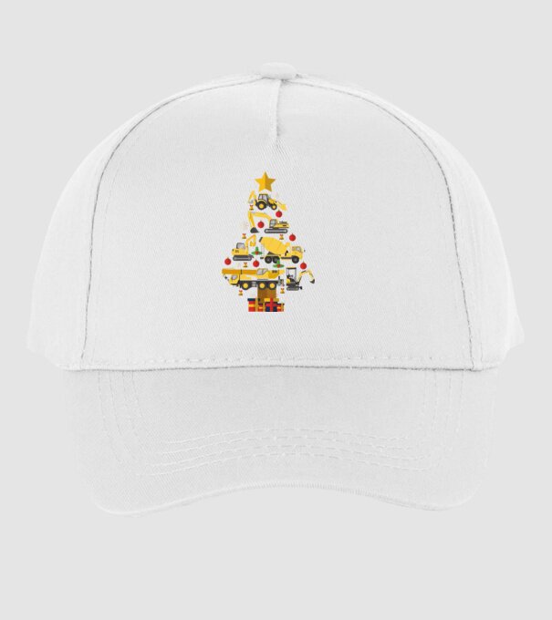 Construcția vehiculului pom de Crăciun model alb pe tricou