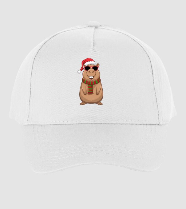 Crăciunul capybara model alb pe tricou