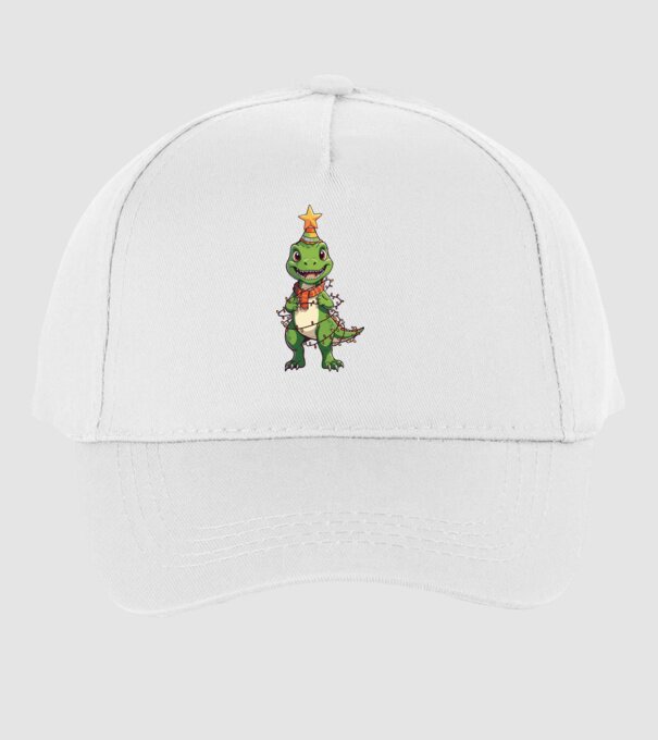 dinozaur pom de Crăciun model alb pe tricou