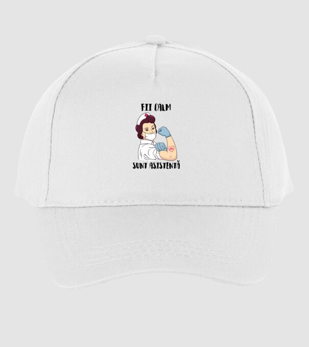 Fii calm, sunt asistentă model alb pe tricou
