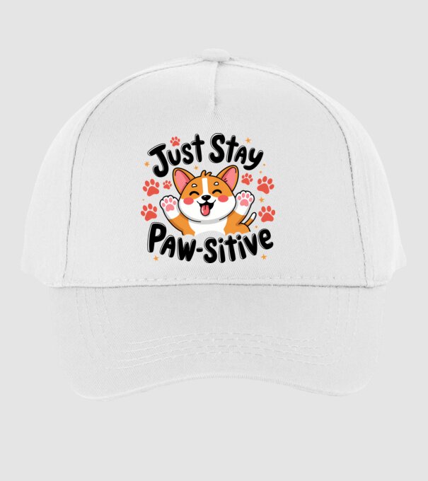 Just Stay Paw-sitive Alb model alb pe tricou
