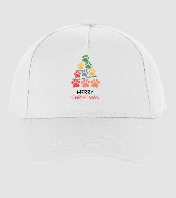 Merry Christmas Paws Alb model alb pe tricou