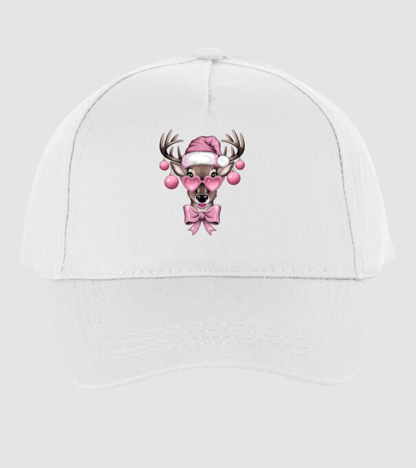 Pink Xmas Reindeer model alb pe tricou