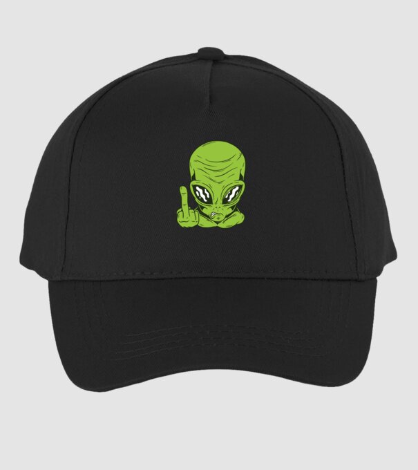 Alien arată degetul model negru pe tricou