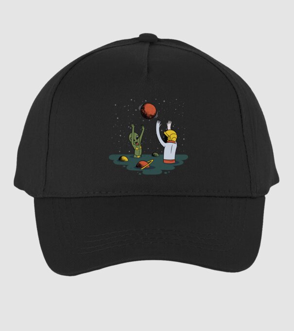 Alien și astronaut joc model negru pe tricou