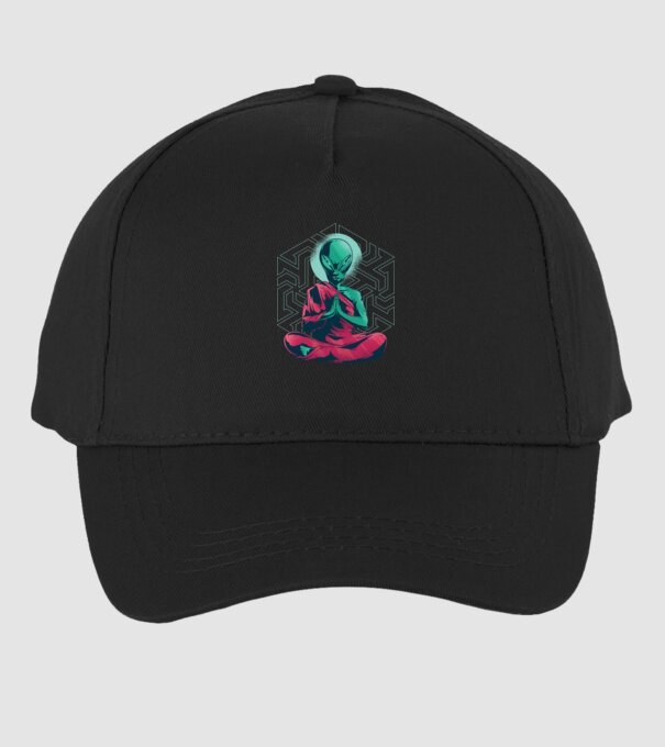 Meditație Alien model negru pe tricou