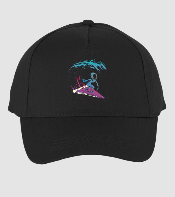 Alien Pizza Surf tricou amuzant model negru pe tricou