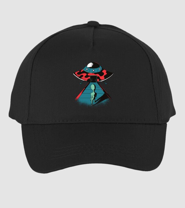 Alien Ufo model negru pe tricou