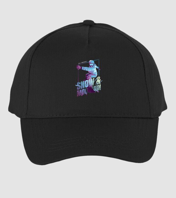 All I need is Snowboard model negru pe tricou