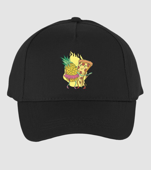 Pizza cu ananas Dragoste model negru pe tricou