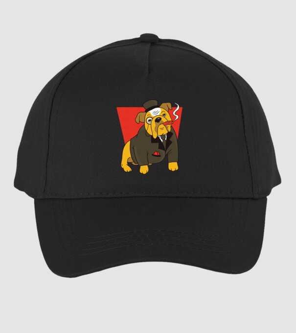 Bulldog englezesc cu trabuc model negru pe tricou