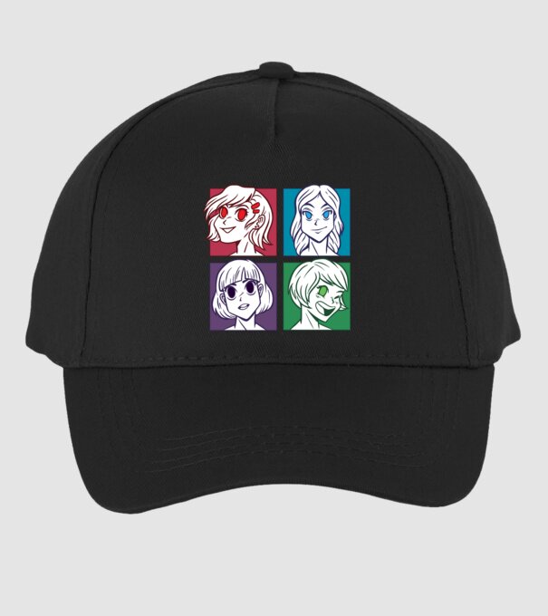 Fețe Anime fată Pop Art model negru pe tricou