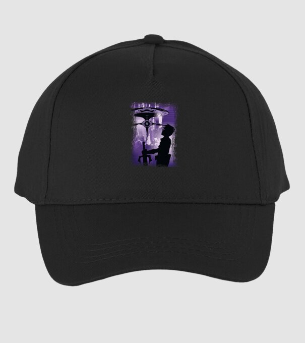 Navă spațială Anime model negru pe tricou